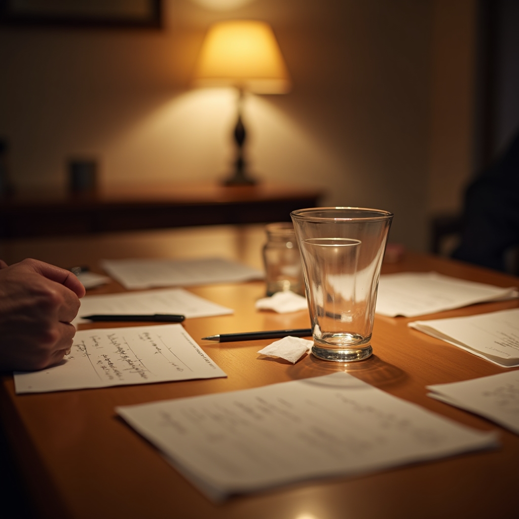 Tisch mit Notizen und Gesprächsspuren vergangener Treffen