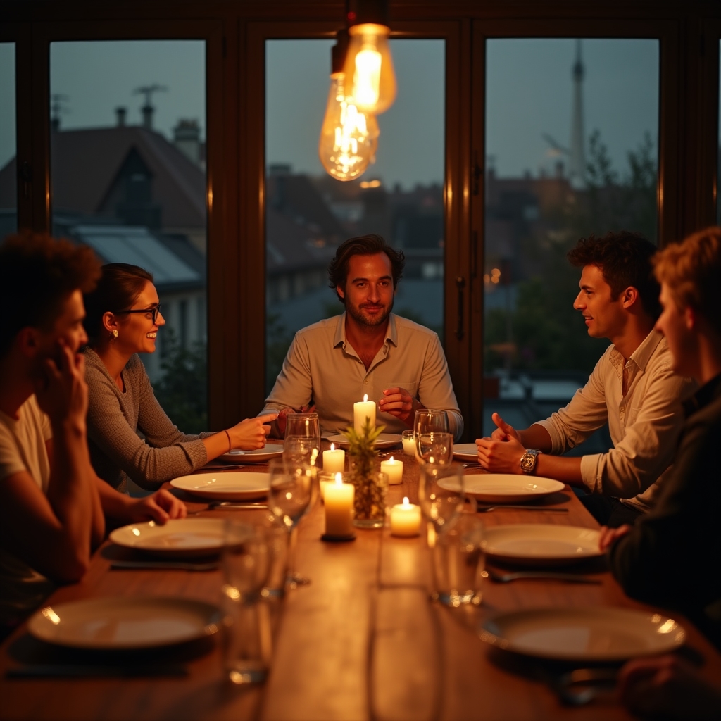 Abendessen und Gespräch in entspannter Runde