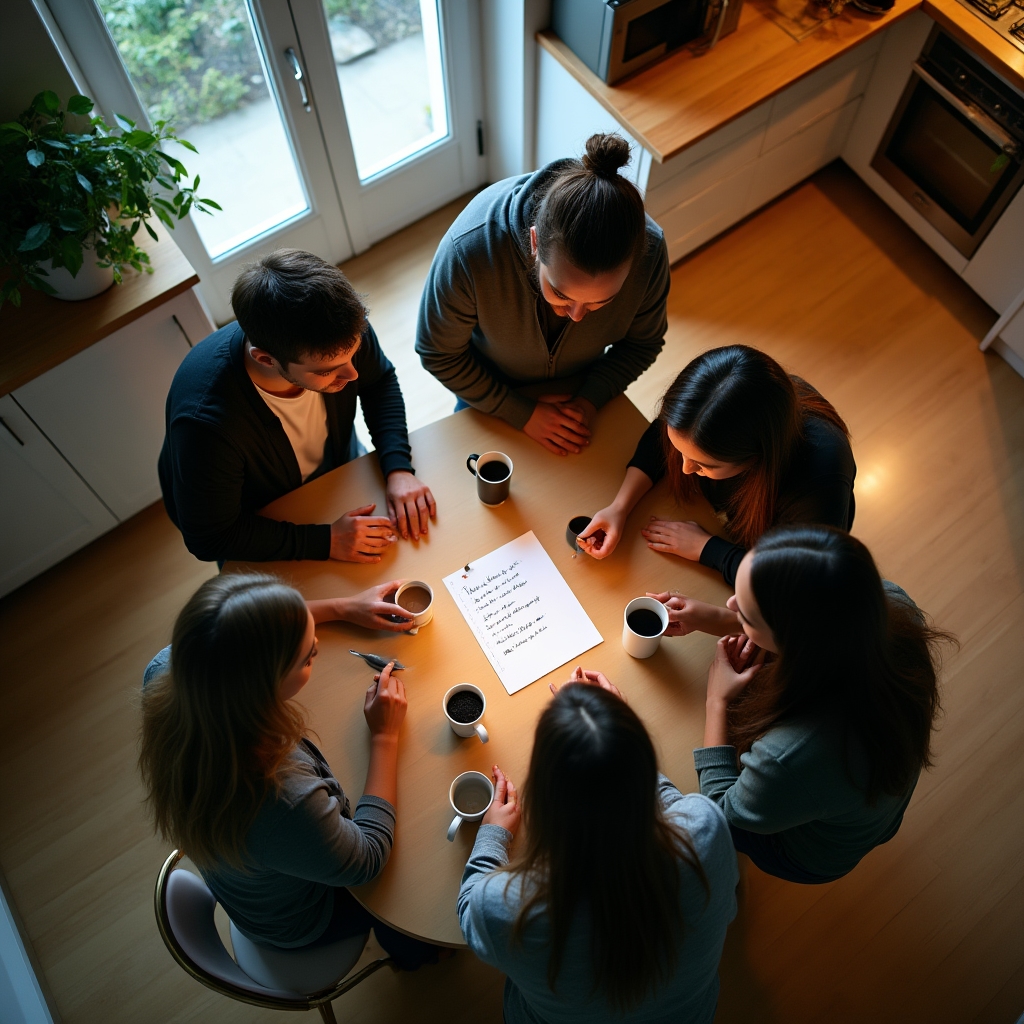 Erstes informelles Treffen in einer Wohnküche